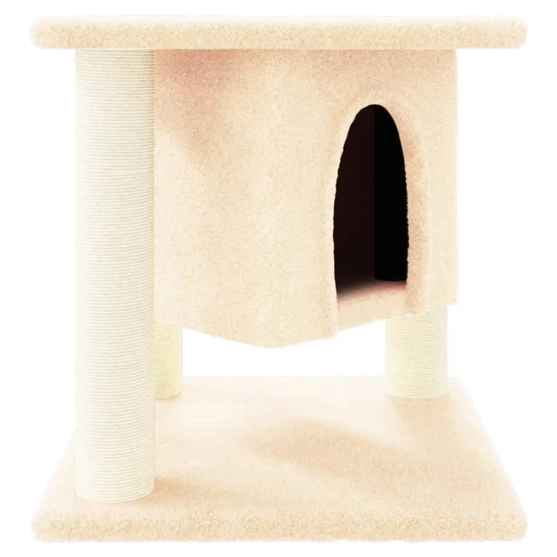 Arbre à chat meuble tour grimper jouet grattage grattoir escalade plateforme avec griffoirs en sisal 37 cm crème 02_0022513