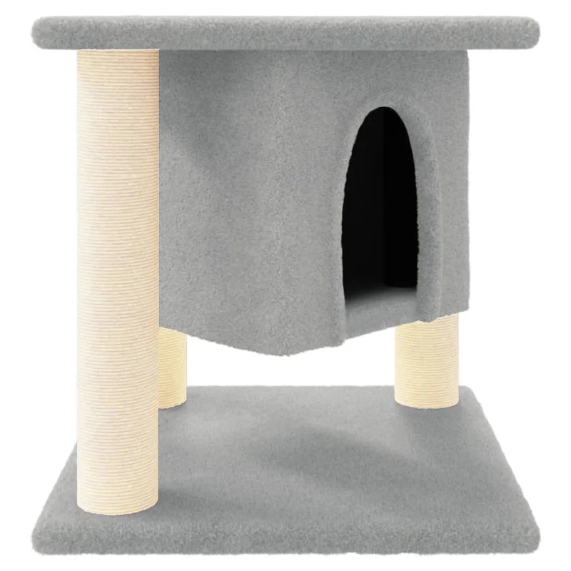 Arbre à chat meuble tour grimper jouet grattage grattoir escalade plateforme avec griffoirs en sisal clair 37 cm gris 02_0022605