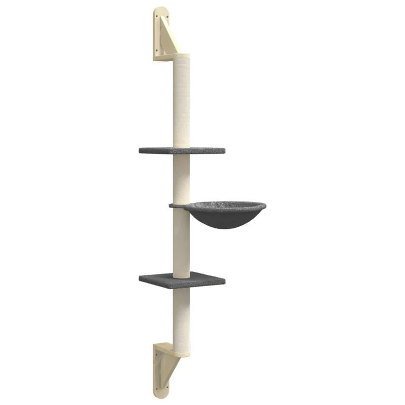 Arbre à chat meuble tour grimper jouet grattage grattoir escalade plateforme mural avec griffoir foncé 142,5 cm gris 02_0022780