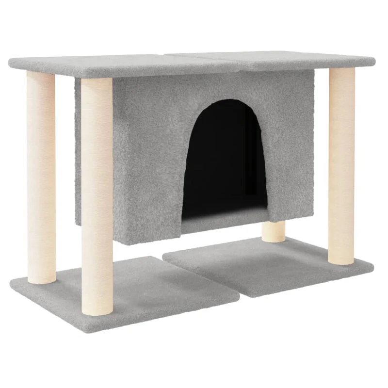 Arbre à chat meuble tour grimper jouet grattage grattoir escalade plateforme avec griffoirs en sisal clair 50 cm gris 02_0022607