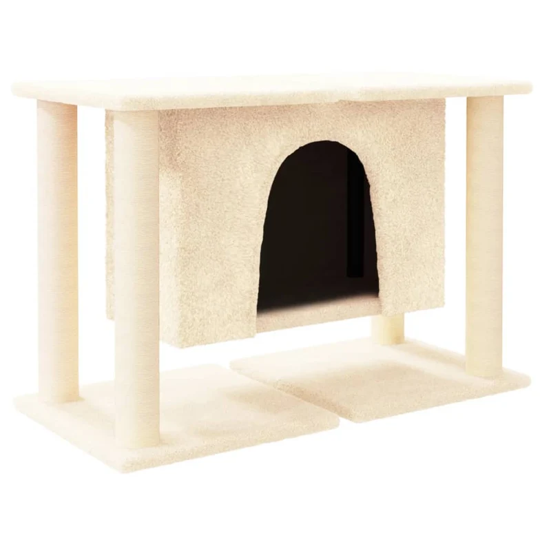 Arbre à chat meuble tour grimper jouet grattage grattoir escalade plateforme avec griffoirs en sisal 50 cm crème 02_0022515