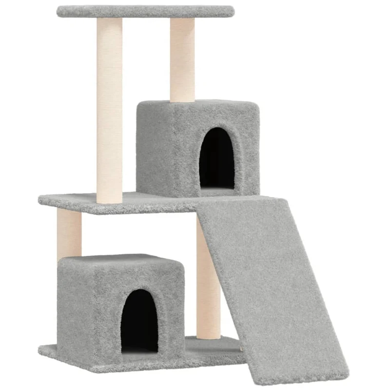 Arbre à chat meuble tour grimper jouet grattage grattoir escalade plateforme avec griffoirs en sisal clair 82 cm gris 02_0022617