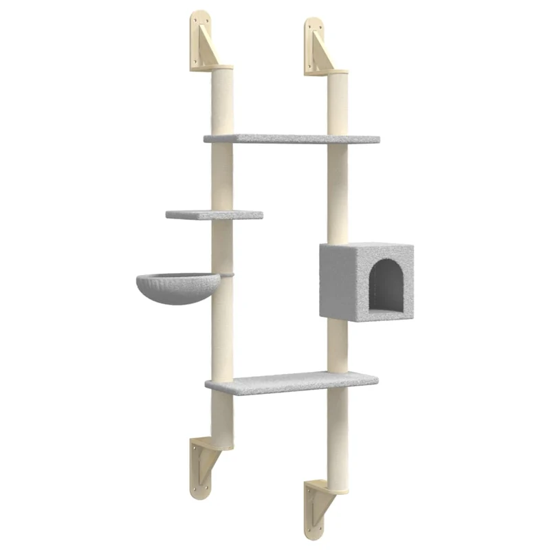 Arbre à chat meuble tour grimper jouet grattage grattoir escalade plateforme mural avec griffoir clair 180 cm gris 02_0022776