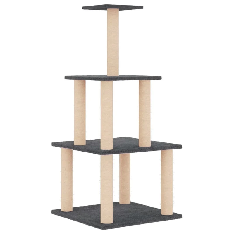 Arbre à chat meuble tour grimper jouet grattage grattoir escalade plateforme avec griffoirs en sisal foncé 111 cm gris 02_0022646