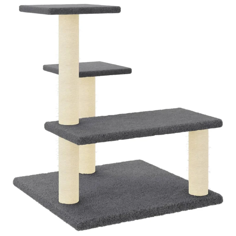 Arbre à chat meuble tour grimper jouet grattage grattoir escalade plateforme avec griffoirs en sisal foncé 61 cm gris 02_0022700