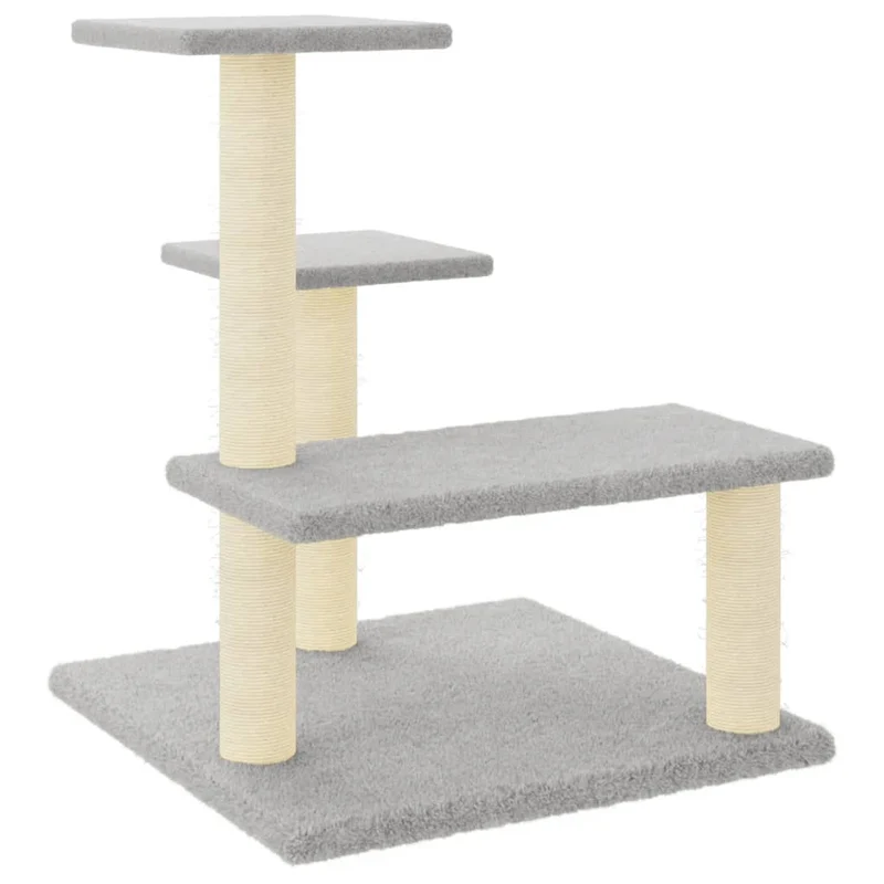 Arbre à chat meuble tour grimper jouet grattage grattoir escalade plateforme avec griffoirs en sisal clair 61 cm gris 02_0022611