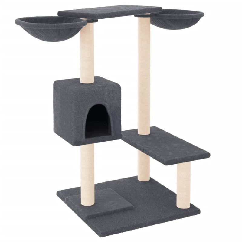 Arbre à chat meuble tour grimper jouet grattage grattoir escalade plateforme avec griffoirs foncé 82 cm gris 02_0022726