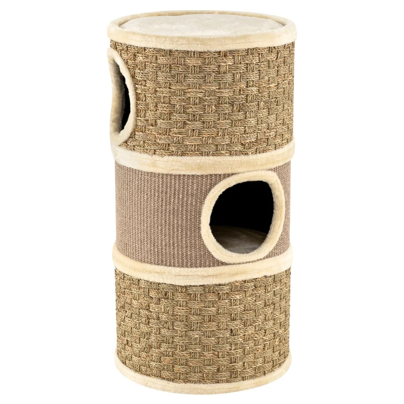 Arbre pour chat à 3 étages 36 x 36 x 70 cm avec perchoir surélevé ambiance cosy en bois d'ingénierie marron 20_0017850