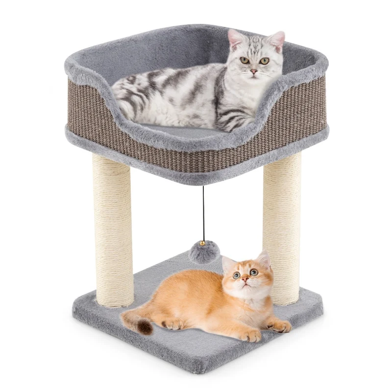Arbre à chat 3-en-1 compacte 38 x 38,5 x 51 cm assise ergonomique design moderne en sisal gris 20_0013100