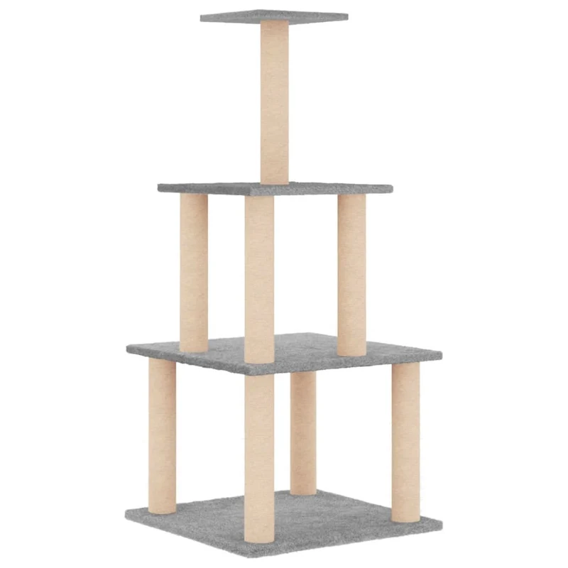 Arbre à chat meuble tour grimper jouet grattage grattoir escalade plateforme avec griffoirs en sisal clair 111 cm gris 02_0022552