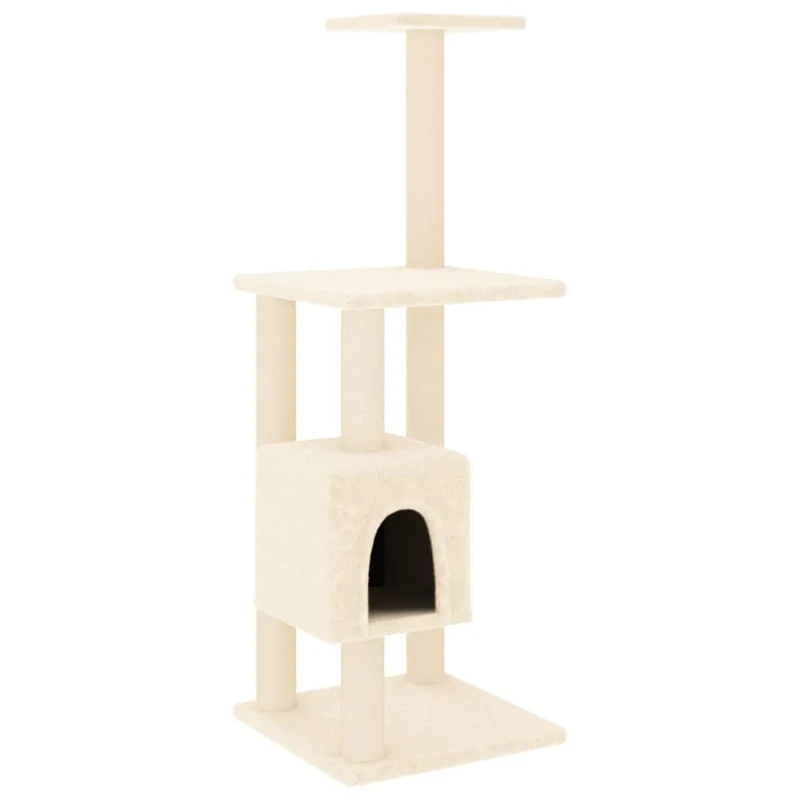 Arbre à chat meuble tour grimper jouet grattage grattoir escalade plateforme avec griffoirs en sisal 104 cm crème 02_0022449