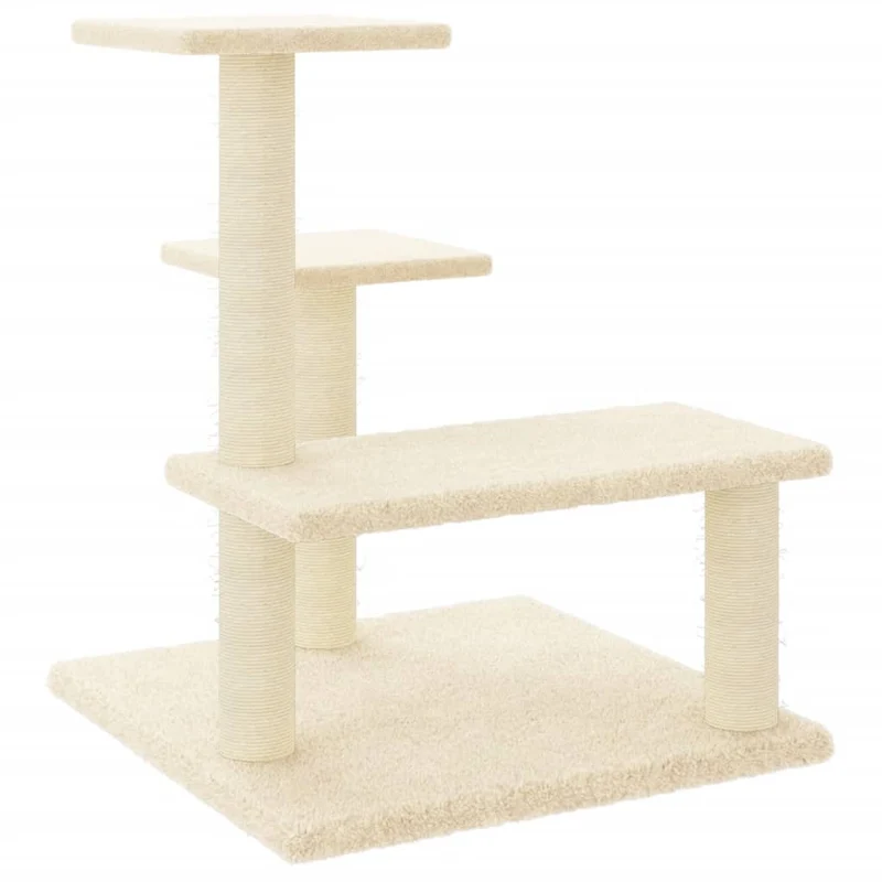 Arbre à chat meuble tour grimper jouet grattage grattoir escalade plateforme avec griffoirs en sisal 61 cm crème 02_0022518