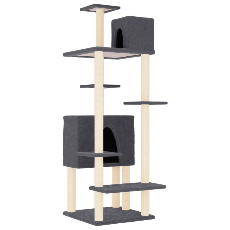 Arbre à chat meuble tour grimper jouet grattage grattoir escalade plateforme avec griffoirs en sisal foncé 154 cm gris 02_0022673