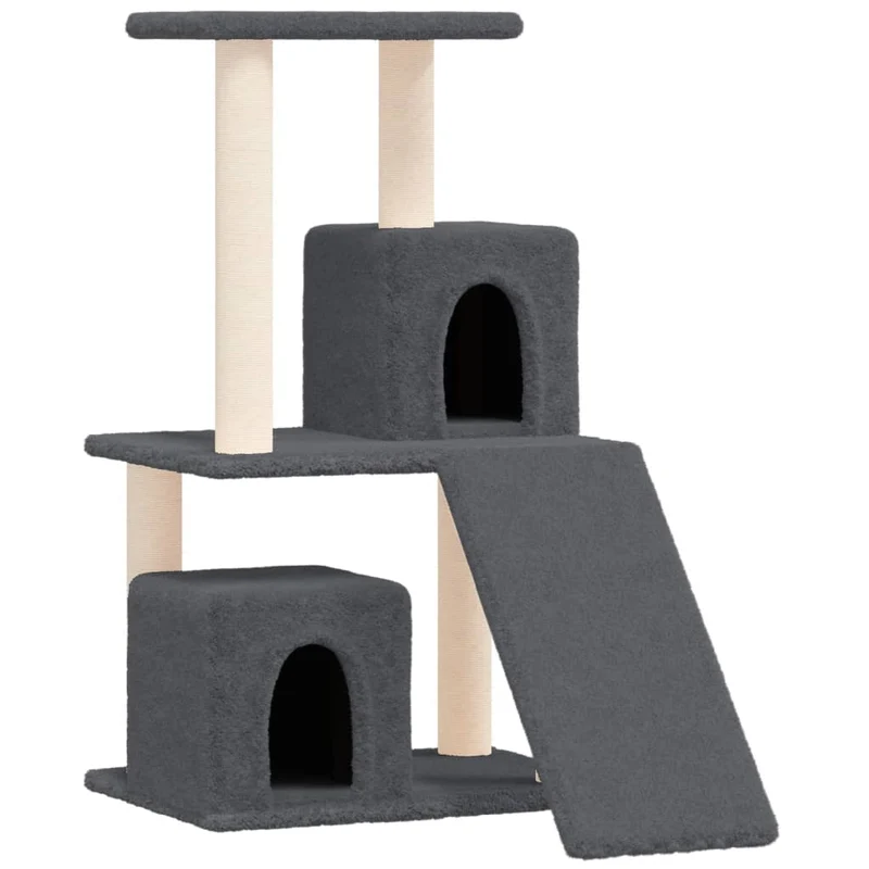 Arbre à chat meuble tour grimper jouet grattage grattoir escalade plateforme avec griffoirs en sisal foncé 82 cm gris 02_0022704
