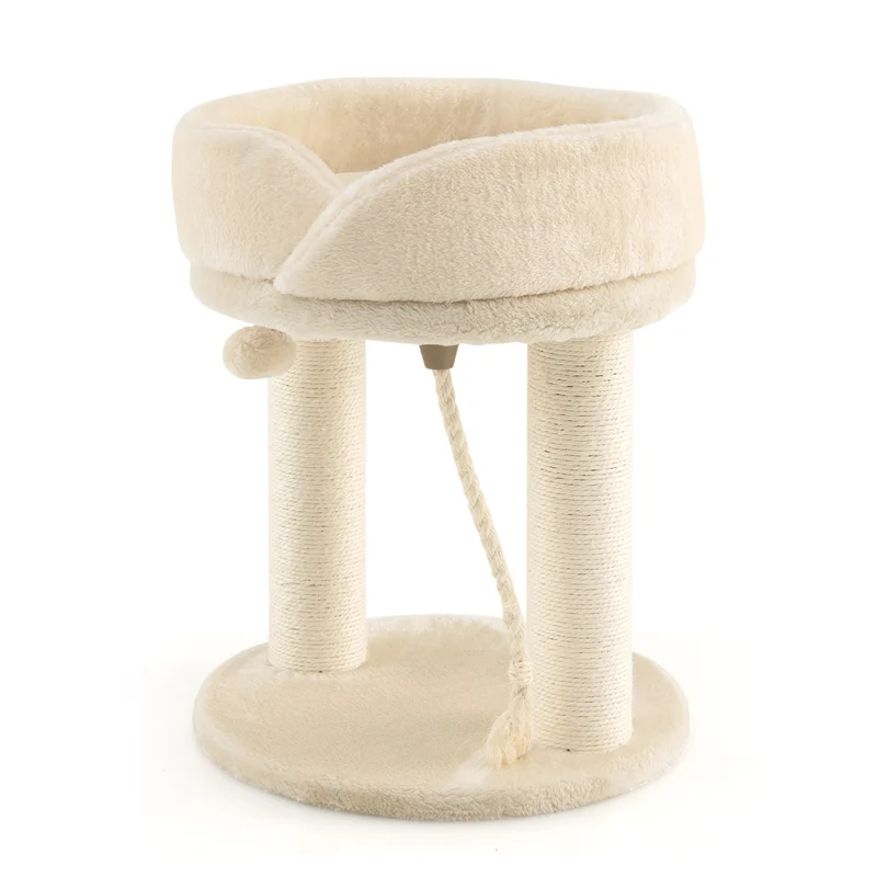 Arbre à chat tour avec griffoir 43 x 43 x 53 cm solide et confortable design moderne en aggloméré beige 20_0010167