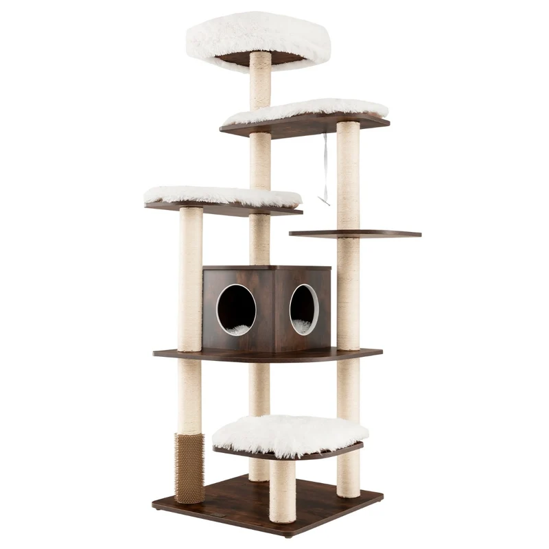 Arbre à chat 176 x 86,5 x 86,5 cm avec 6 niveaux pratique et confortable en panneaux de particules café 20_0010099