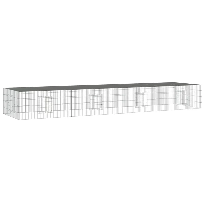 Cage à lapin 4 panneaux 433 x 109 x 54 cm Fer galvanisé Argent 02_0041690