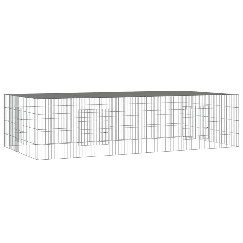 Cage à lapin 2 panneaux 220 x 110 x 55 cm Fer galvanisé Argent 02_0041686