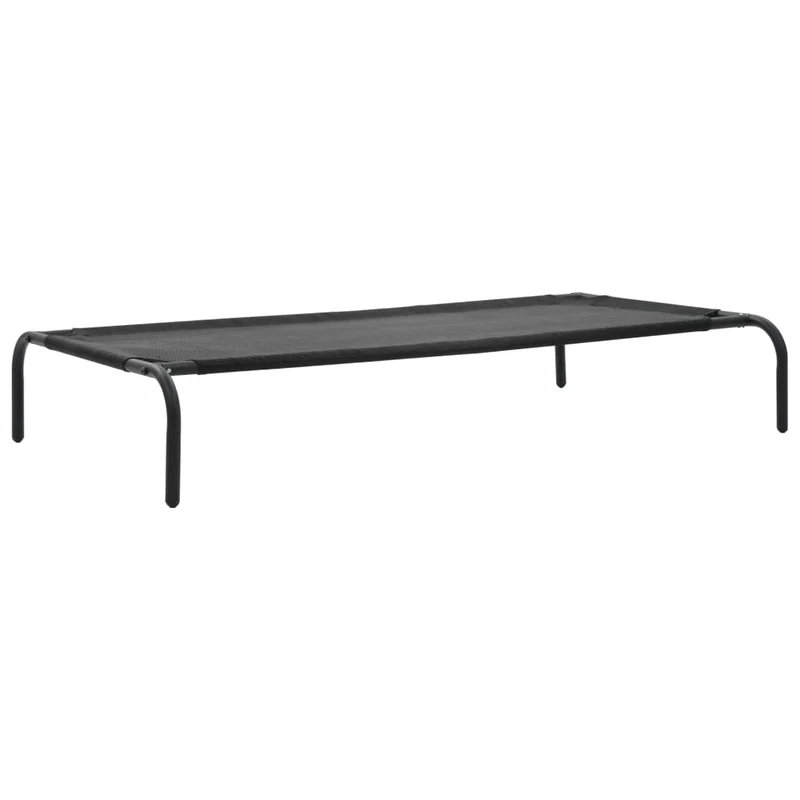 Lit surélevé pour chiens L textilène paniers corbeille pour chiens 110 x 65 x 20 cm noir 02_0001543