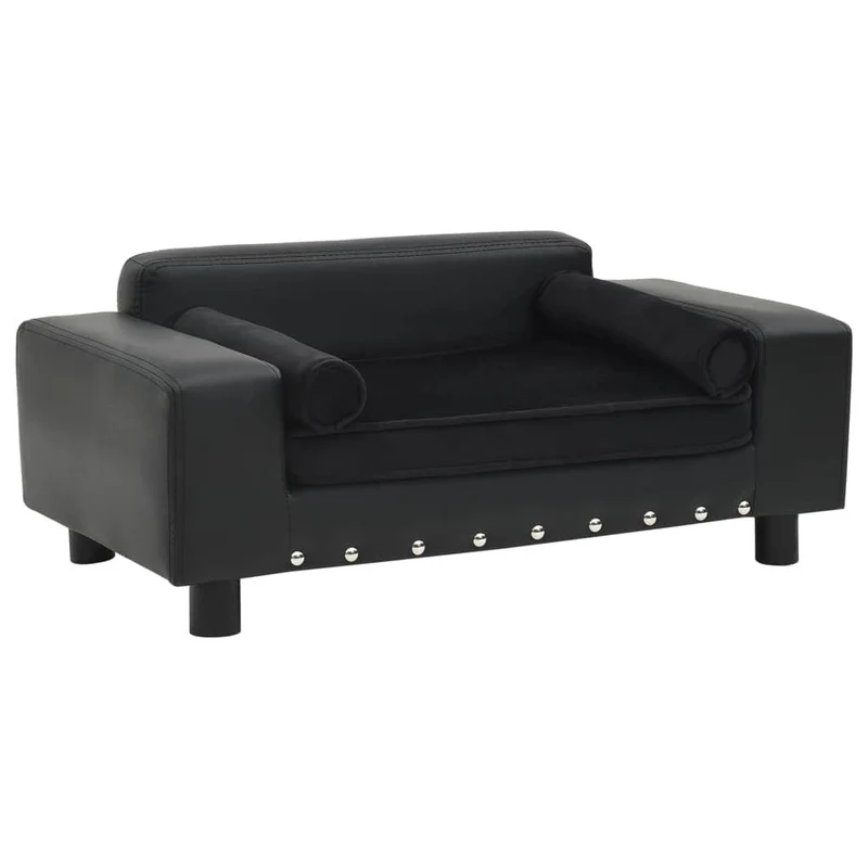 Canapé pour chien noir 81 cm peluche et synthétique noir 02_0000208