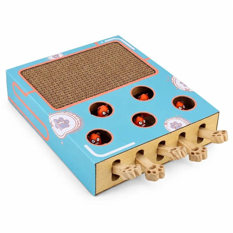 Jeu Interactif pour Chat en Bois à Trous