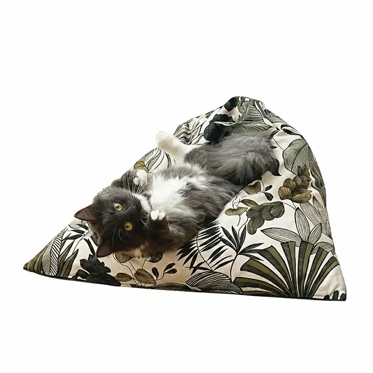 Berlingots XL et S - Couchage chat stylé - Kaki Feuillage Tropical