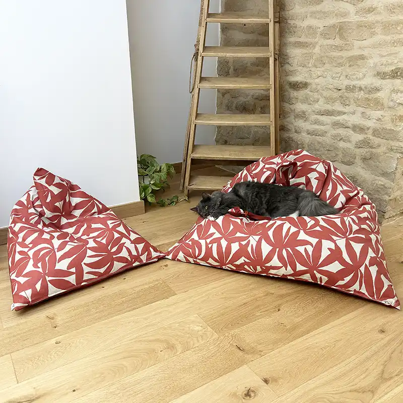 Berlingots S et XL - Couchage chat déco - Terracotta Feuillage Orange