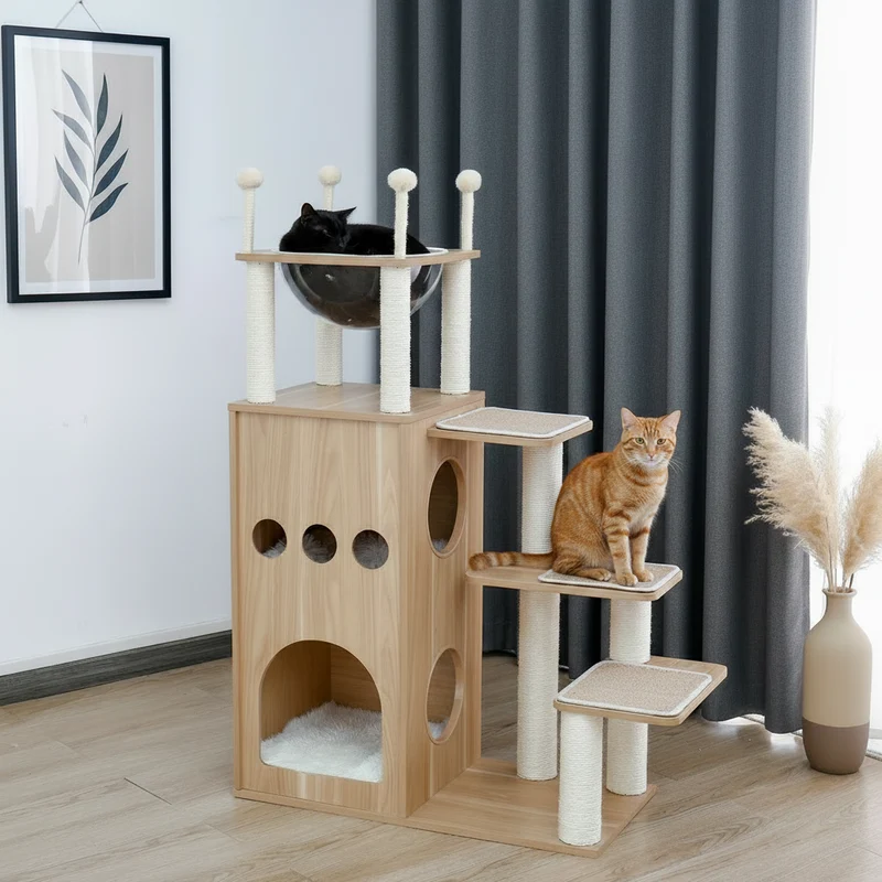 Arbre à Chat Design en Bois – CASTLE
