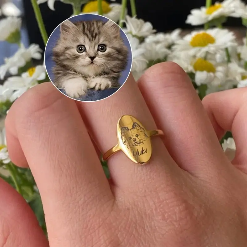 Bague Personnalisée Prénom Animal - Gravée sur Acier Inoxydable