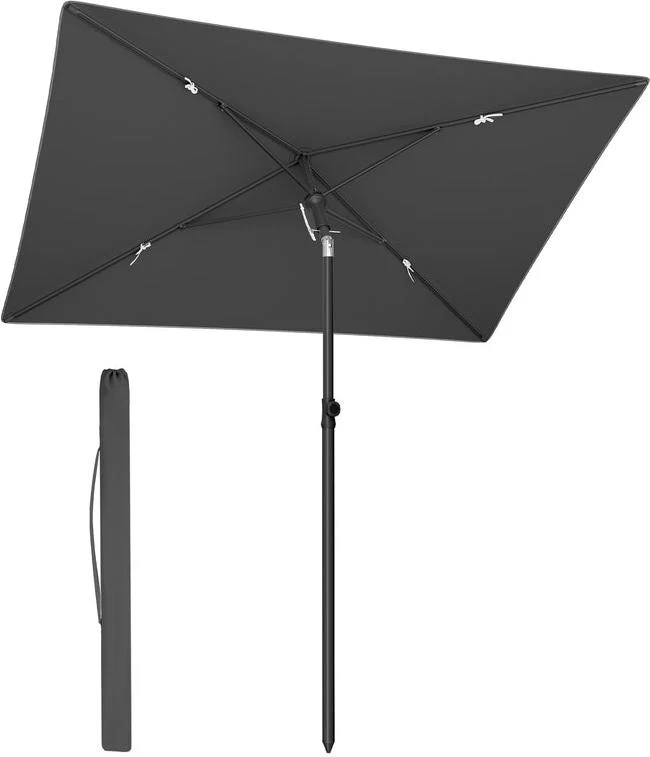 Parasol rectangulaire pliable extérieur 232 x 149 x 270 cm protection UPF 50+ jardin terrasse en polyester gris 12_0012599