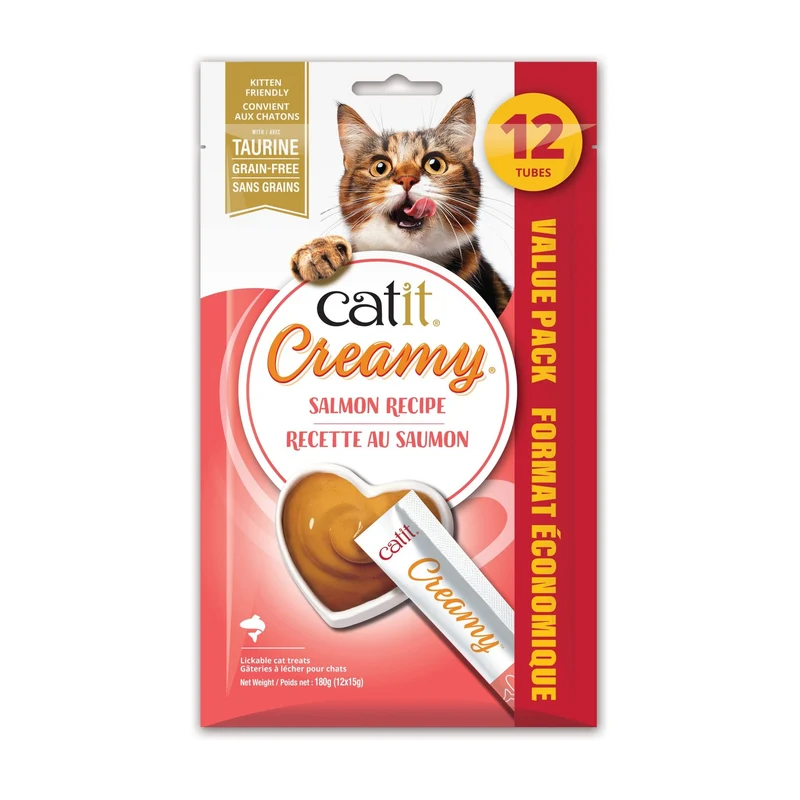 Catit Creamy – Régals Crémeux, Saumon, Paquet De 12