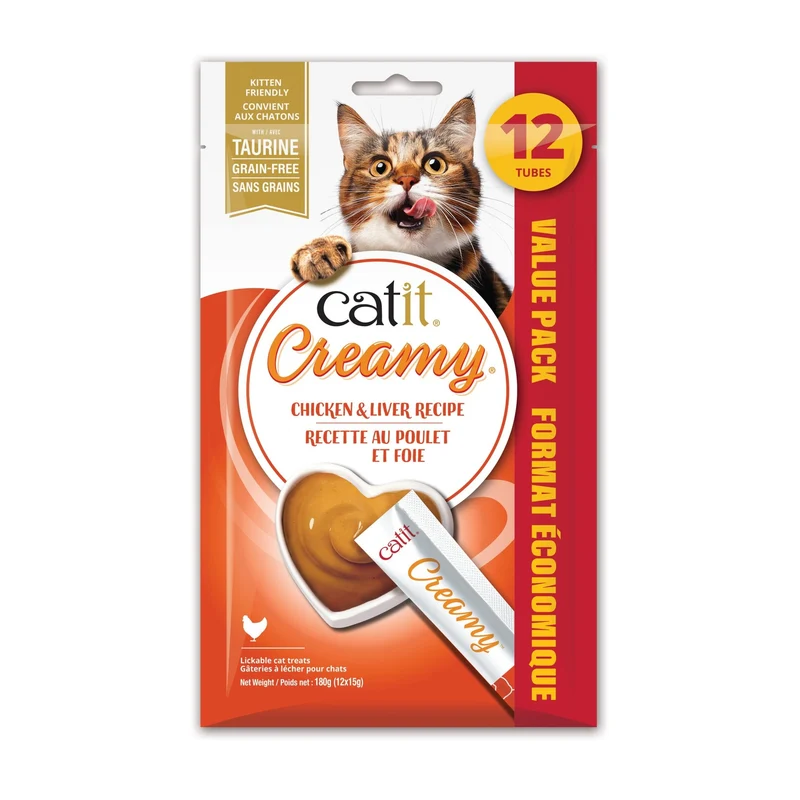 Catit Creamy – Régals Crémeux, Poulet & Foie, Paquet De 12