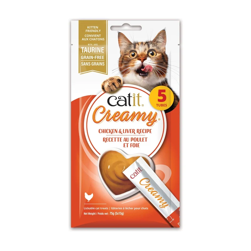 Catit Creamy – Régals Crémeux, Poulet & Foie, Paquet De 5
