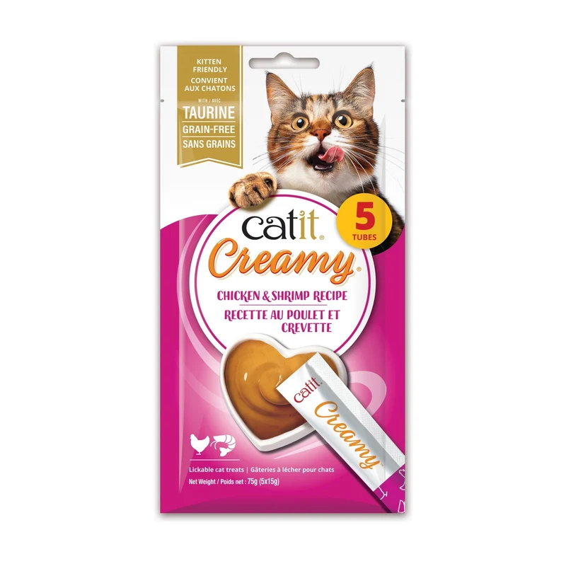 Catit Creamy – Régals Crémeux, Poulet & Crevettes, Paquet De 5