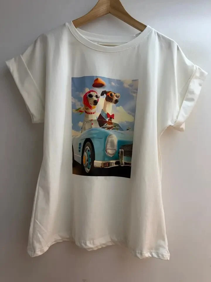 T-shirt imprimé chien lévrier Dolce Vita femme