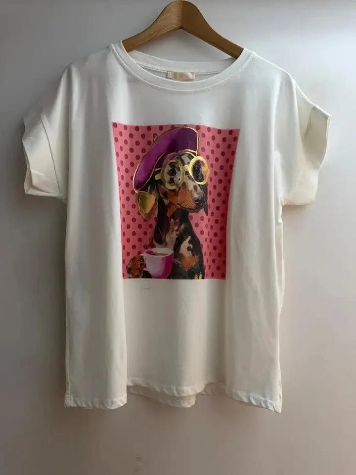 T-shirt imprimé chien teckel femme arty & tendance
