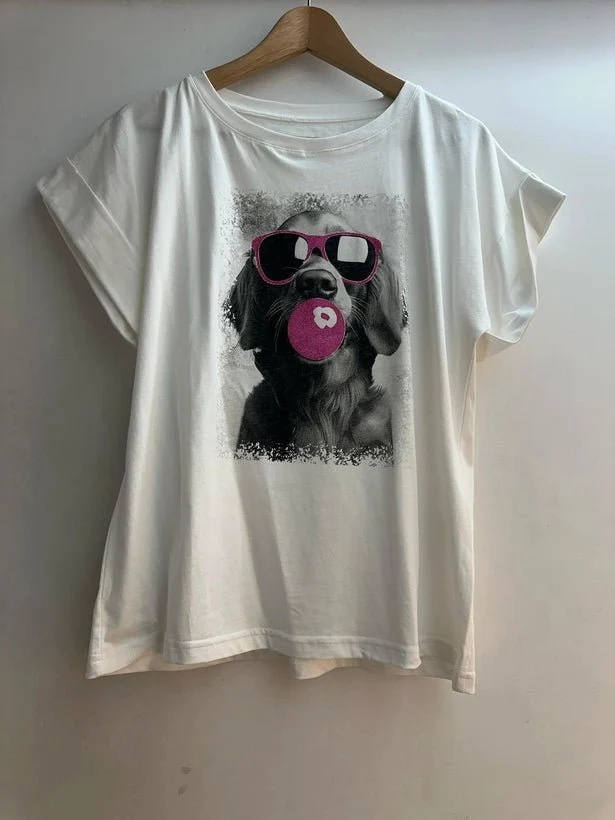 T-shirt imprimé chien golden retriever femme chic & fun
