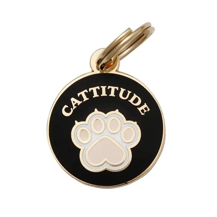Médaille gravée pour chat personnalisable Cattitude