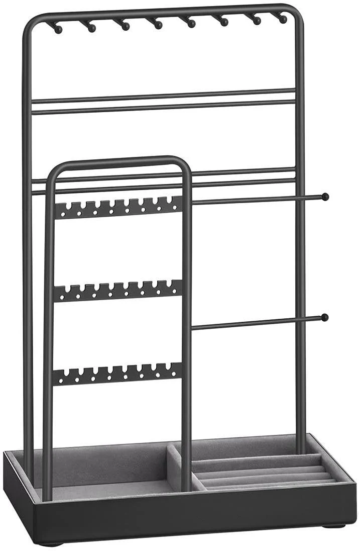 Porte-bijoux organisateur noir design épuré 11,5 x 19,6 x 30,8 cm en métal noir 12_0010262