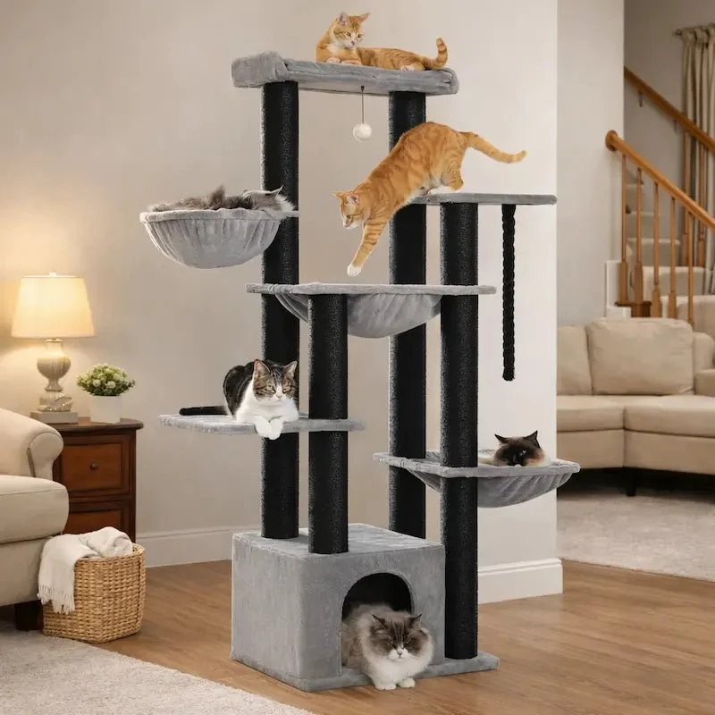 Arbre à chat multi plateforme - 7 niveaux robustes | CatTower+