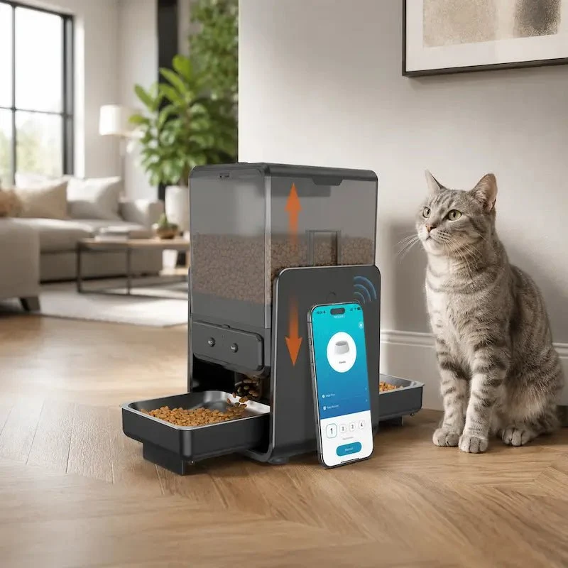 Distributeur de croquettes double pour chat - Repas sereins | DuoZen