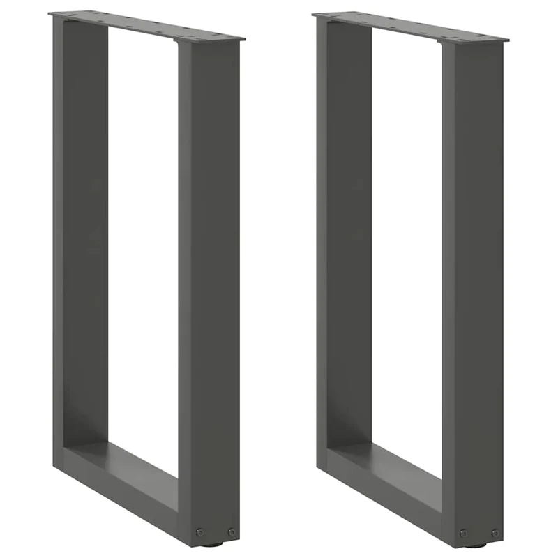 Lot de 2 pieds de table à manger en U ajustables 50 x 72 cm design moderne ambiance élégante en acier anthracite 02_0057418