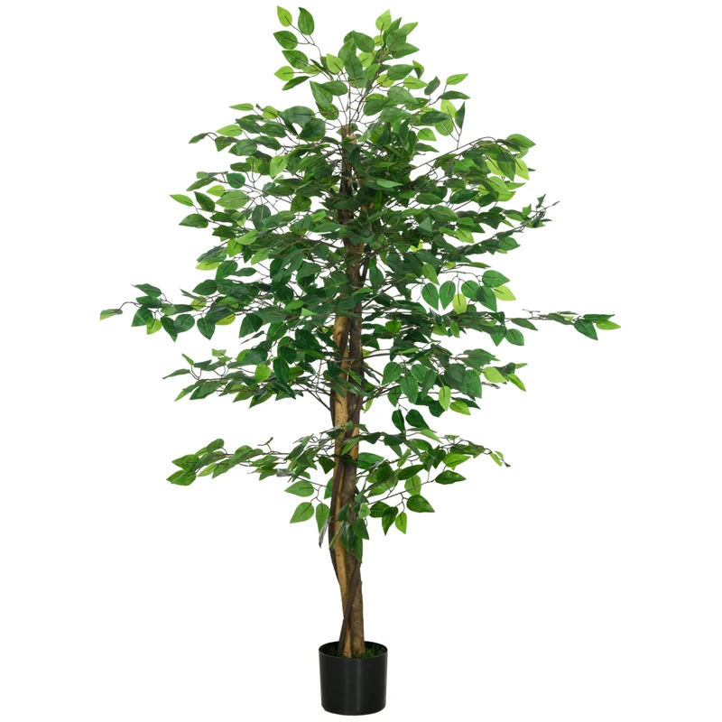 Plante artificielle ficus décor salon 150 x 15 x 12.5 cm grand réalisme sans entretien contemporain en plastique vert 21_0001309