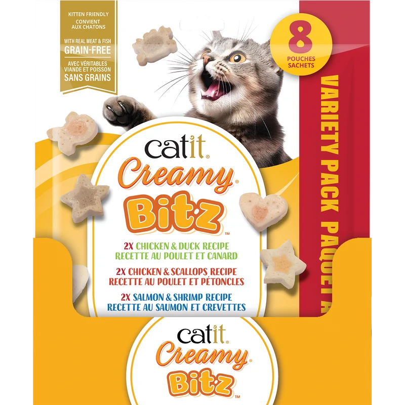 Gâteries moelleuses Catit Creamy Bitz, Paquet assorti, paquet de 8, 96 g