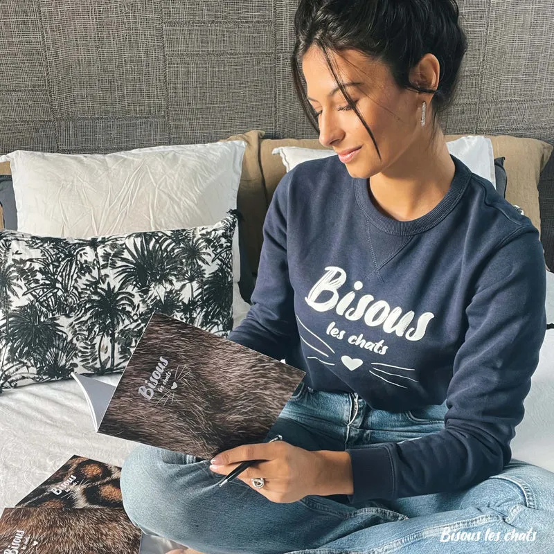 Sweat Bleu Marine - Femme - Bisous les chats