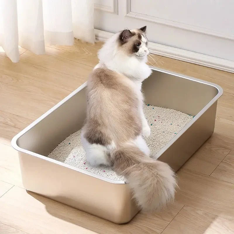 Bac à litière rectangle en inox - Anti-odeurs | Inoxicat