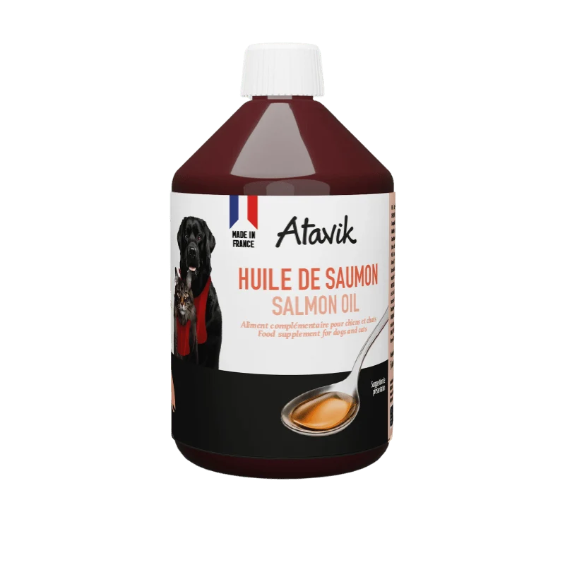 Huile de saumon pour chien et chat peau et pelage Atavik 🐾