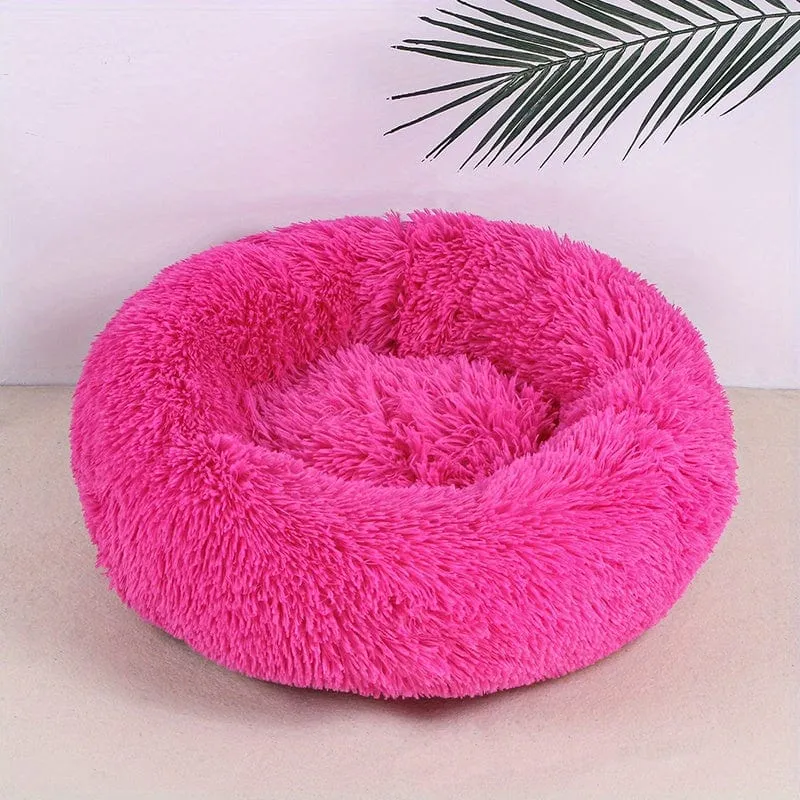 Panier apaisant donut pour chien et chat en peluche épaisse