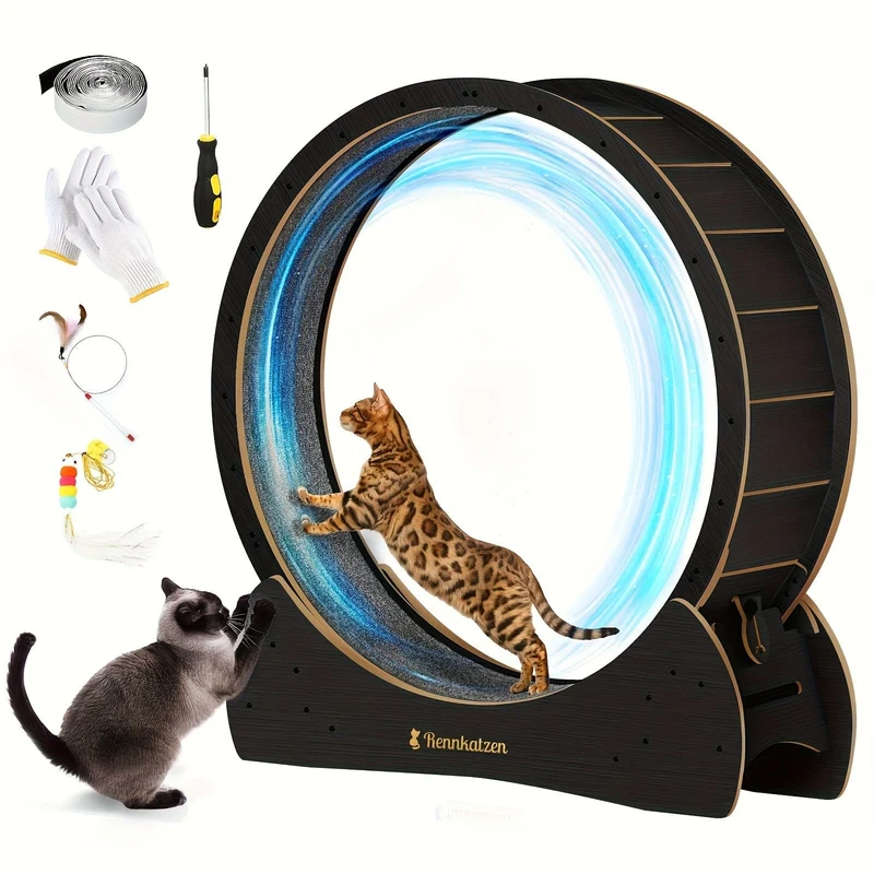 Roue d’exercice très grand pour chat – bois naturel, silencieuse
