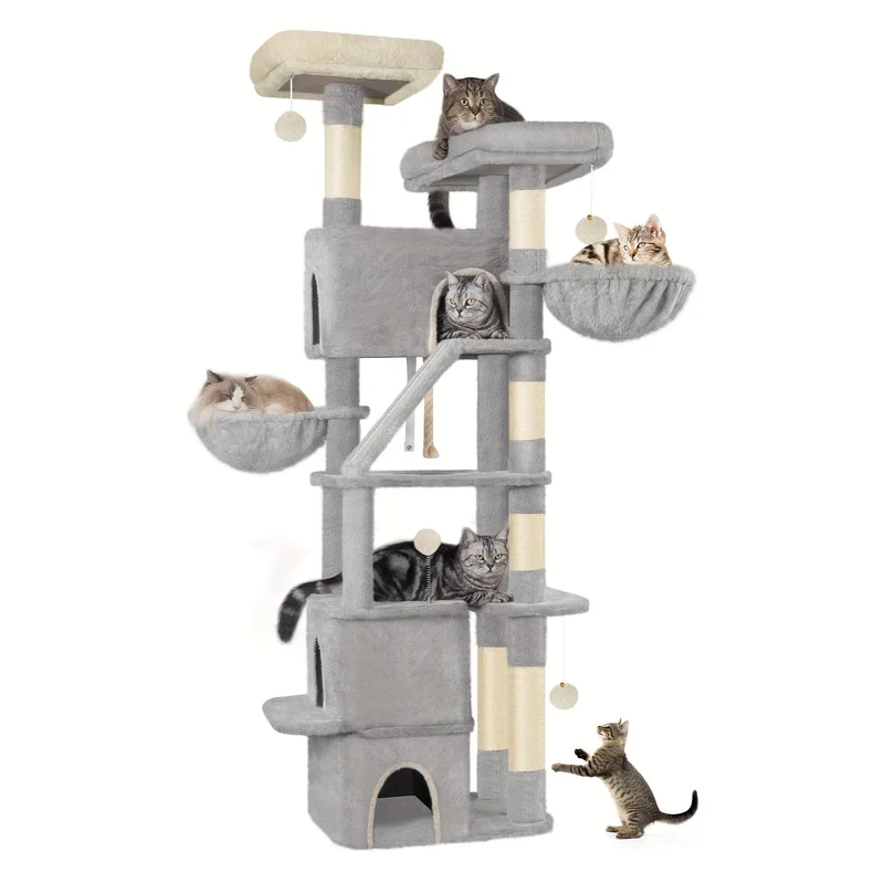 Arbre à chat XXL 185 cm – multi-niveaux avec hamacs et niches